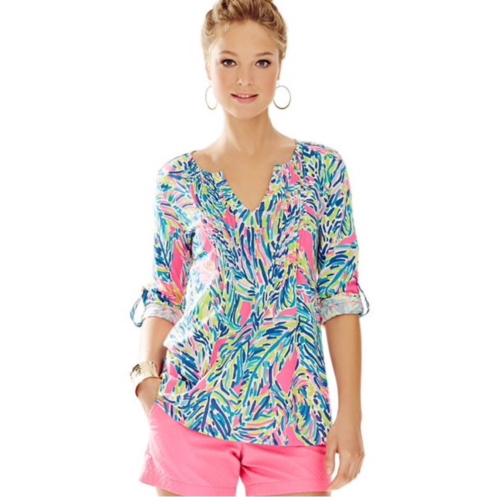 Lilly Pulitzer‎ Women’s Blouse Small 3/4 or Long Sleeve V Neck Brayden